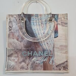 Couture Planet Magazine Cover coated tote bag with lucite handles